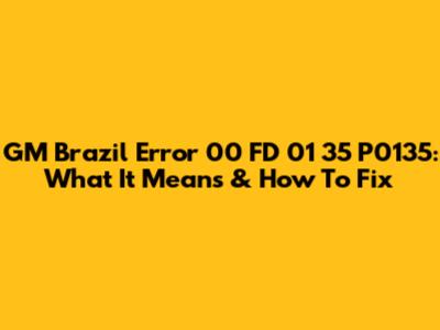 GM Brazil Error 00 FD 01 35 P0135: What It Means & How To Fix